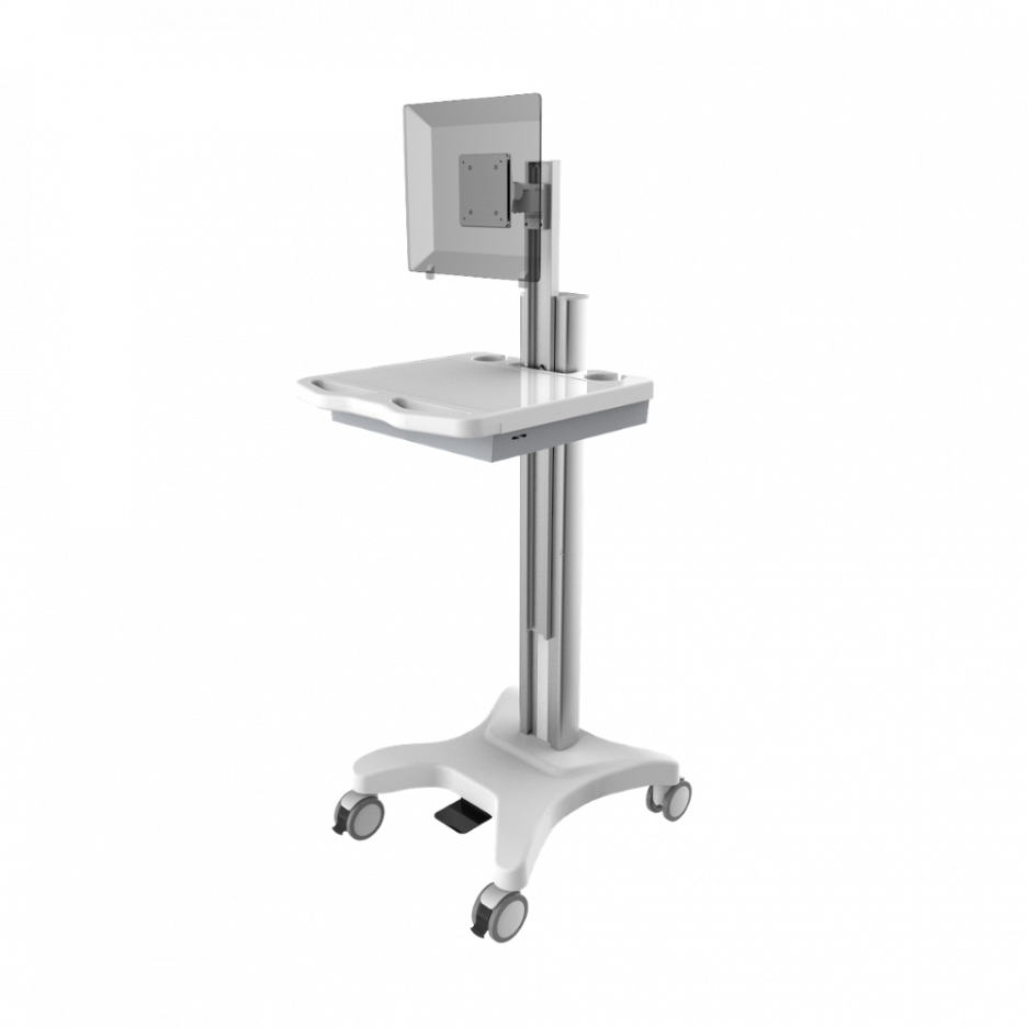 Height Adjustable Computer Cart with Single Screen Holder/ Screen Cart/Trolley